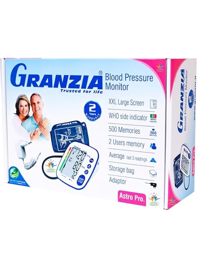 Granzia Complete Home Health Monitoring Kit - High Precision Digital Blood Pressure Monitor with Original Power Adapter and Digital Medical Thermometer - Image 1